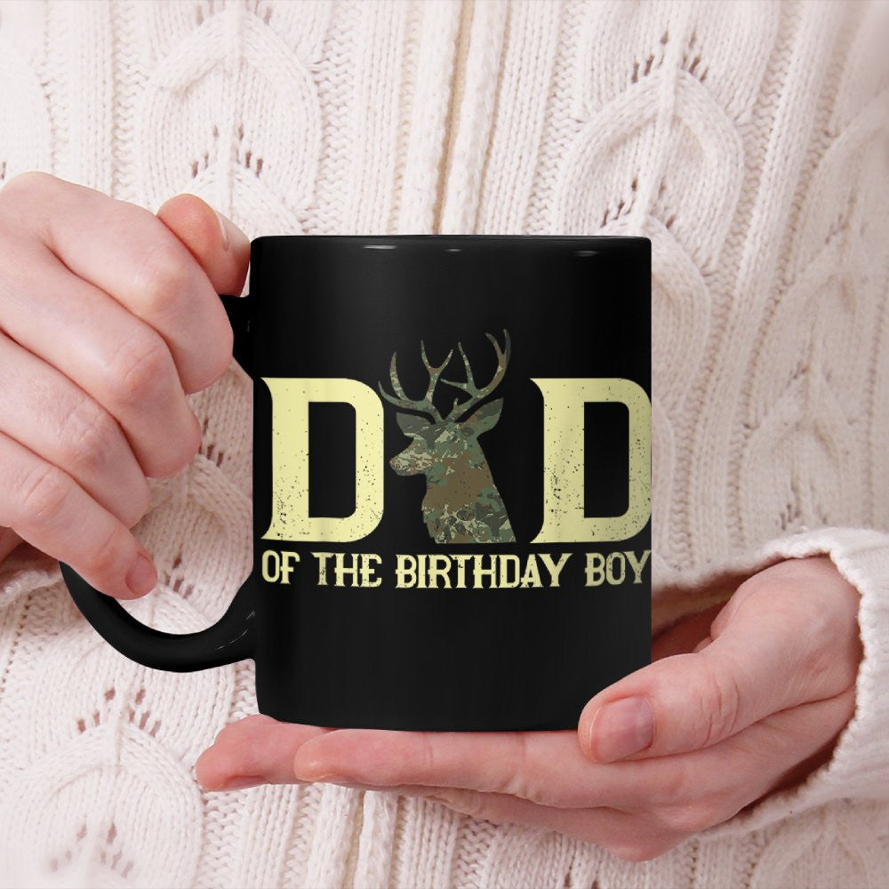 Dad of The Birthday Boy Deer Hunter Camouflage Flag Beverage Mug