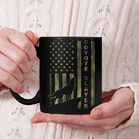 Hunter Camo American Flag Coyote Slayer Hunting Lovers Beverage Mug