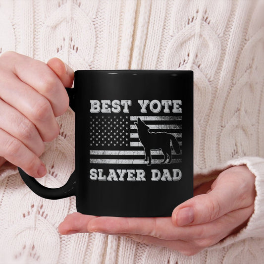 Yote Slayer Coyote Hunter Dad Coyote Hunting American Flag Beverage Mug